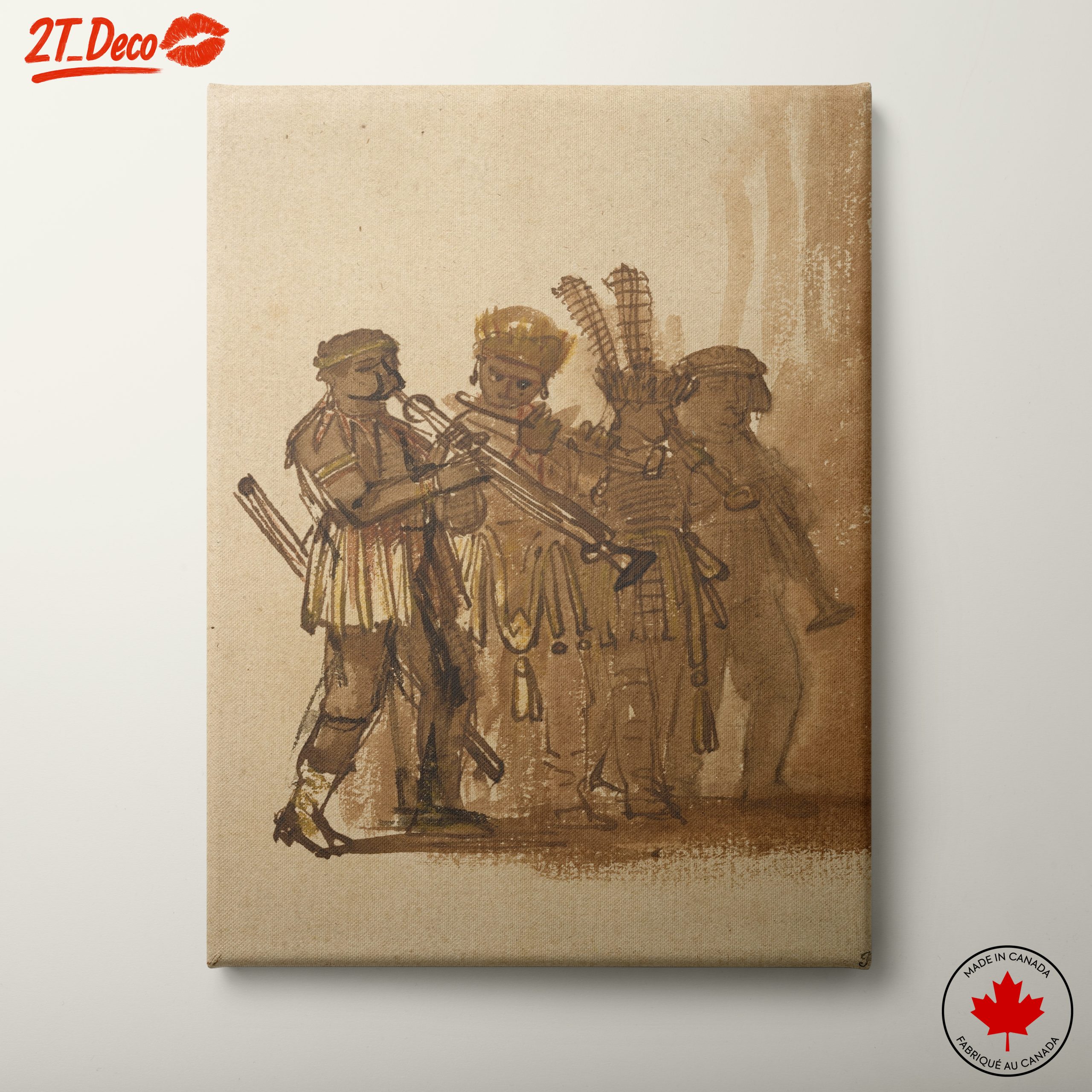 Cultural Musicians Artwork Featuring Traditional Attire