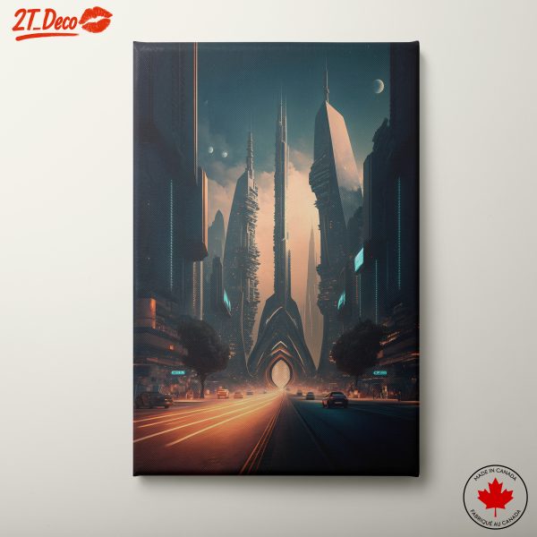 Futuristic Cityscape with Towering Structures