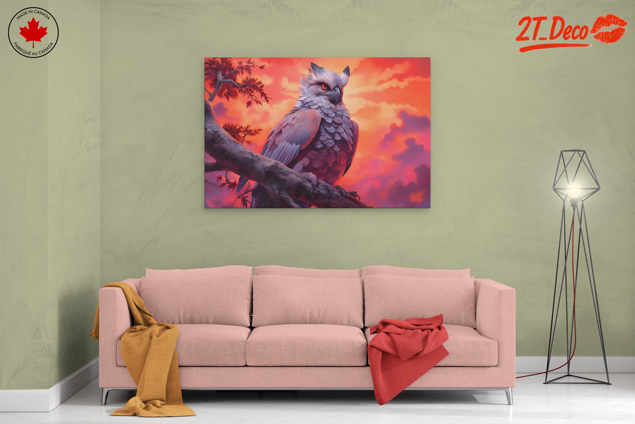 Artistic Owl in Vibrant Sunset - Image 2