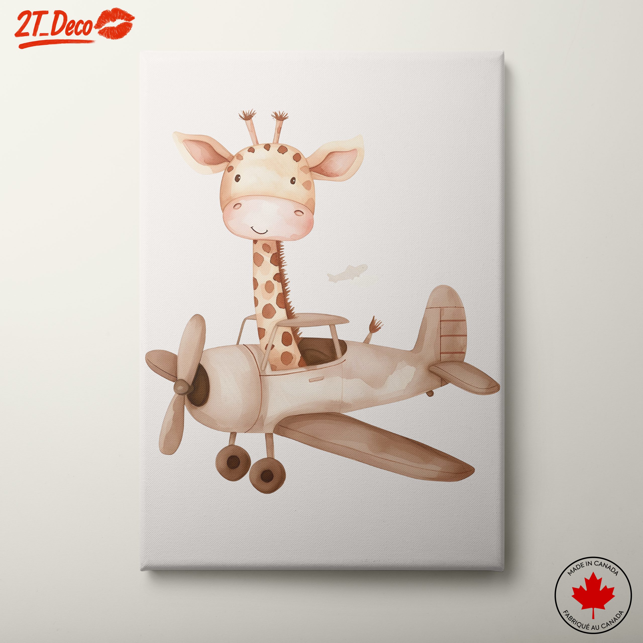 Whimsical Giraffe in Airplane