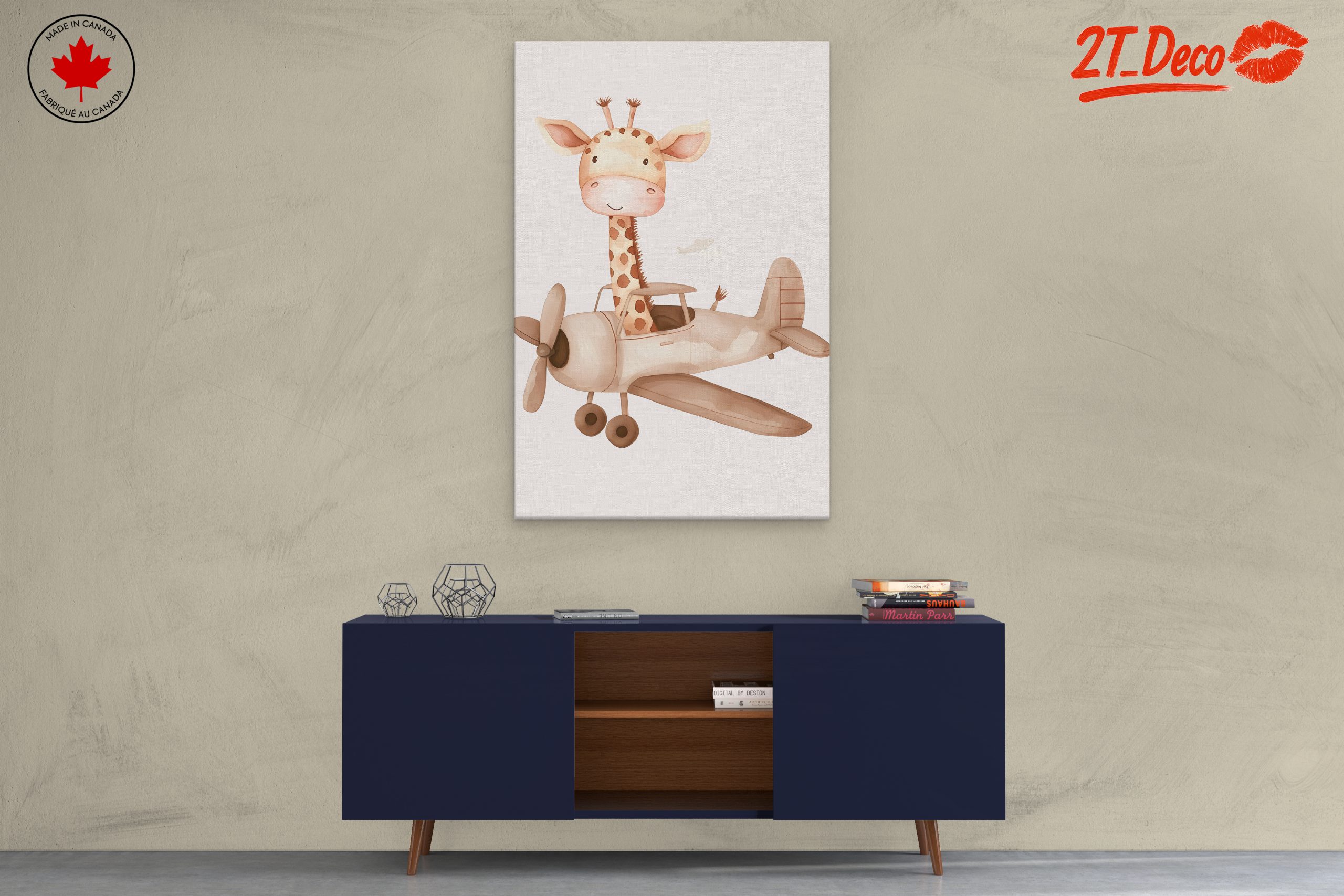 Whimsical Giraffe in Airplane - Image 3