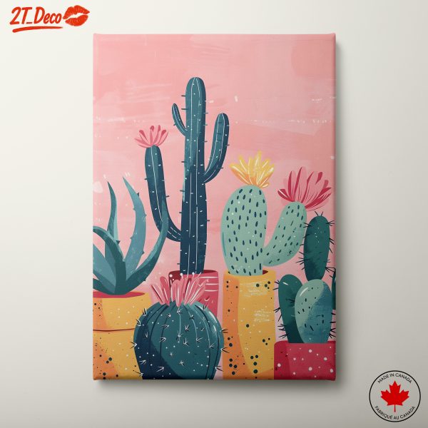 Colorful Cactus Botanical Art