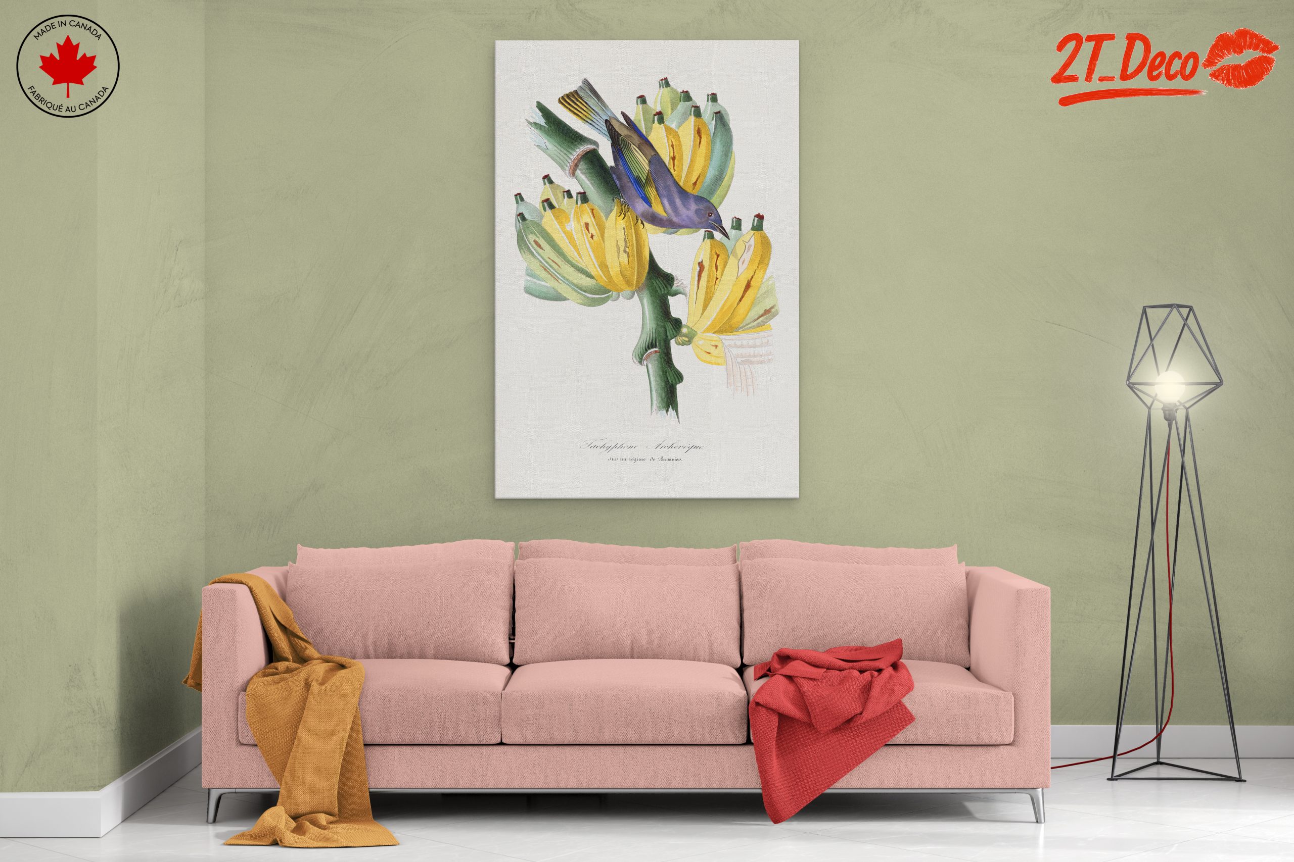 Colorful Botanical Print with Bird and Bananas - Image 2