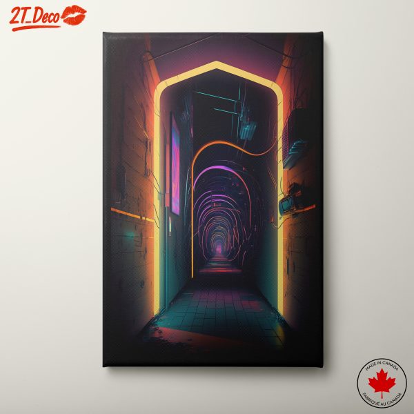 Neon Corridor Aesthetic Art