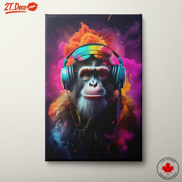 Vibrant Monkey With Headphones Artwork