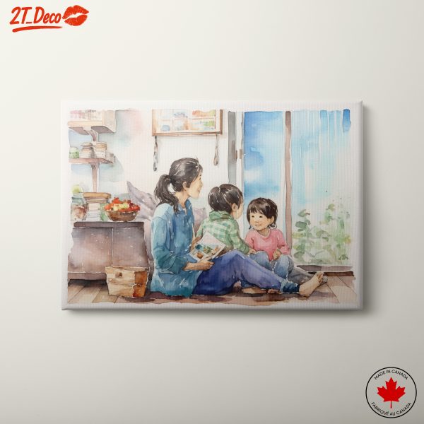 Warm Family Moment in Watercolor