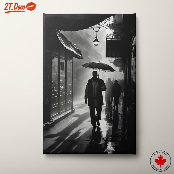 Mysterious Urban Figure with Umbrella