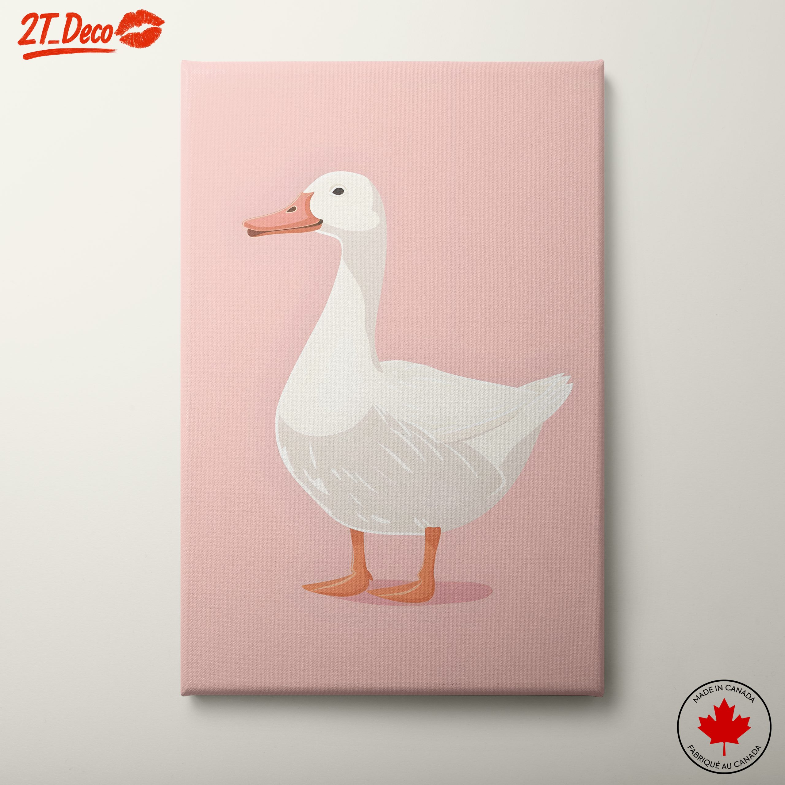 Cute Duck Illustration on Pink Background