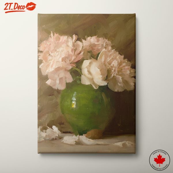 Peony Bouquet in Green Vase