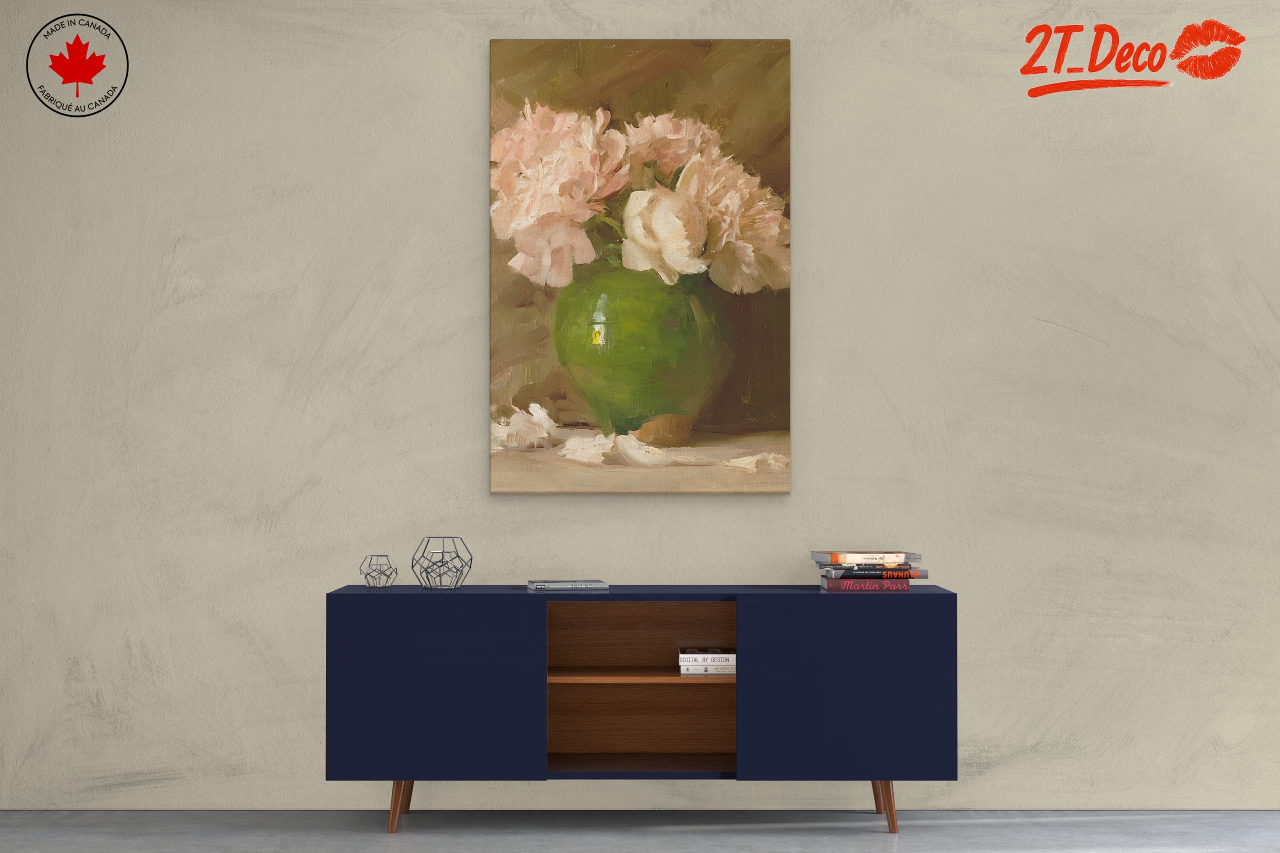 Peony Bouquet in Green Vase - Image 3