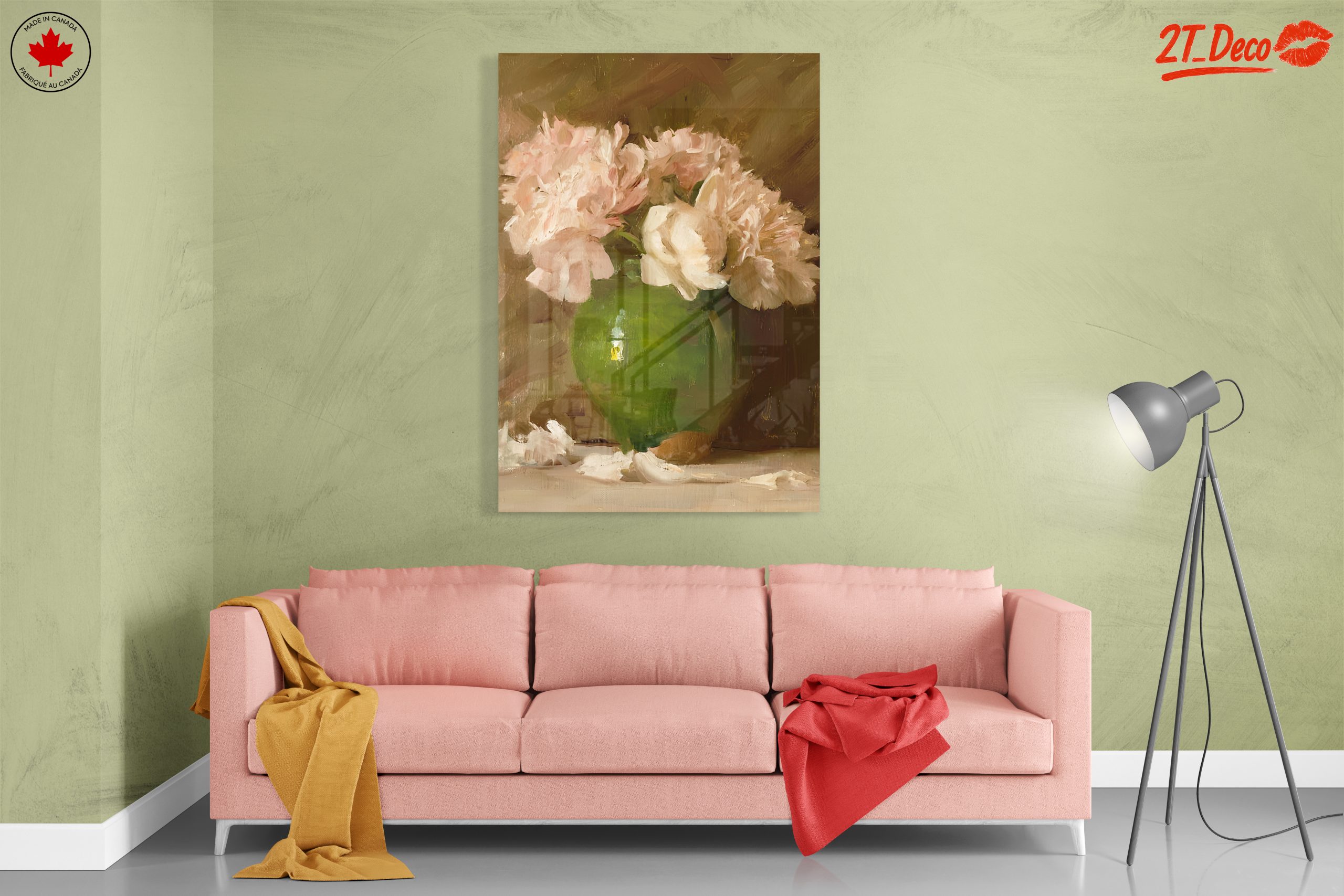 Peony Bouquet in Green Vase - Image 7