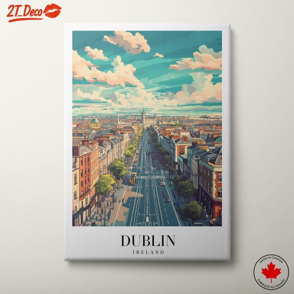 Dublin Cityscape Artwork with Scenic Clouds