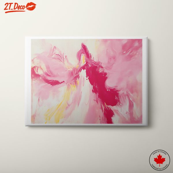 Vibrant Abstract Artwork with Pink and Yellow