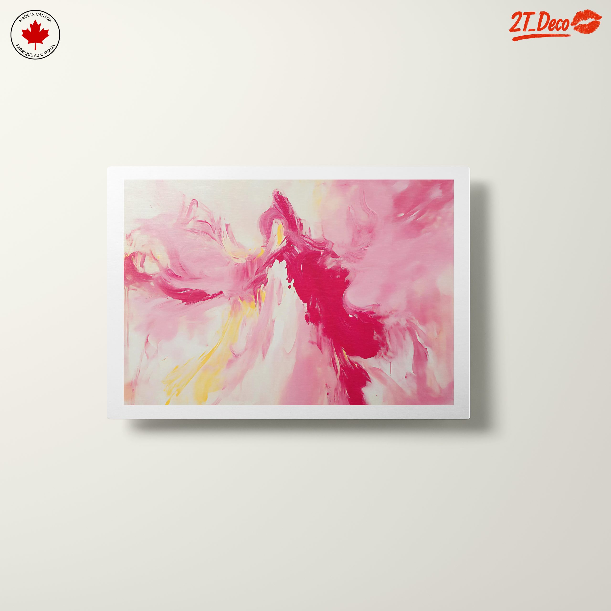 Vibrant Abstract Artwork with Pink and Yellow - Image 10