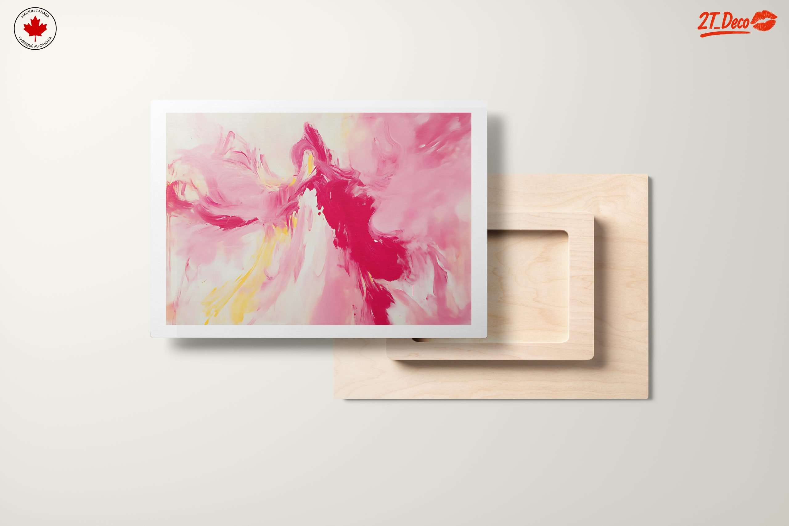 Vibrant Abstract Artwork with Pink and Yellow - Image 11