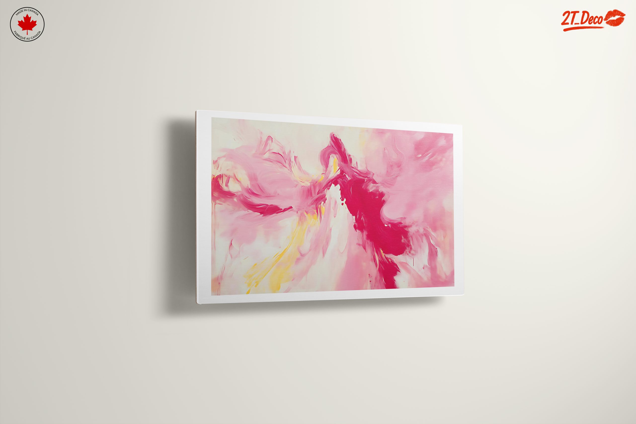 Vibrant Abstract Artwork with Pink and Yellow - Image 13
