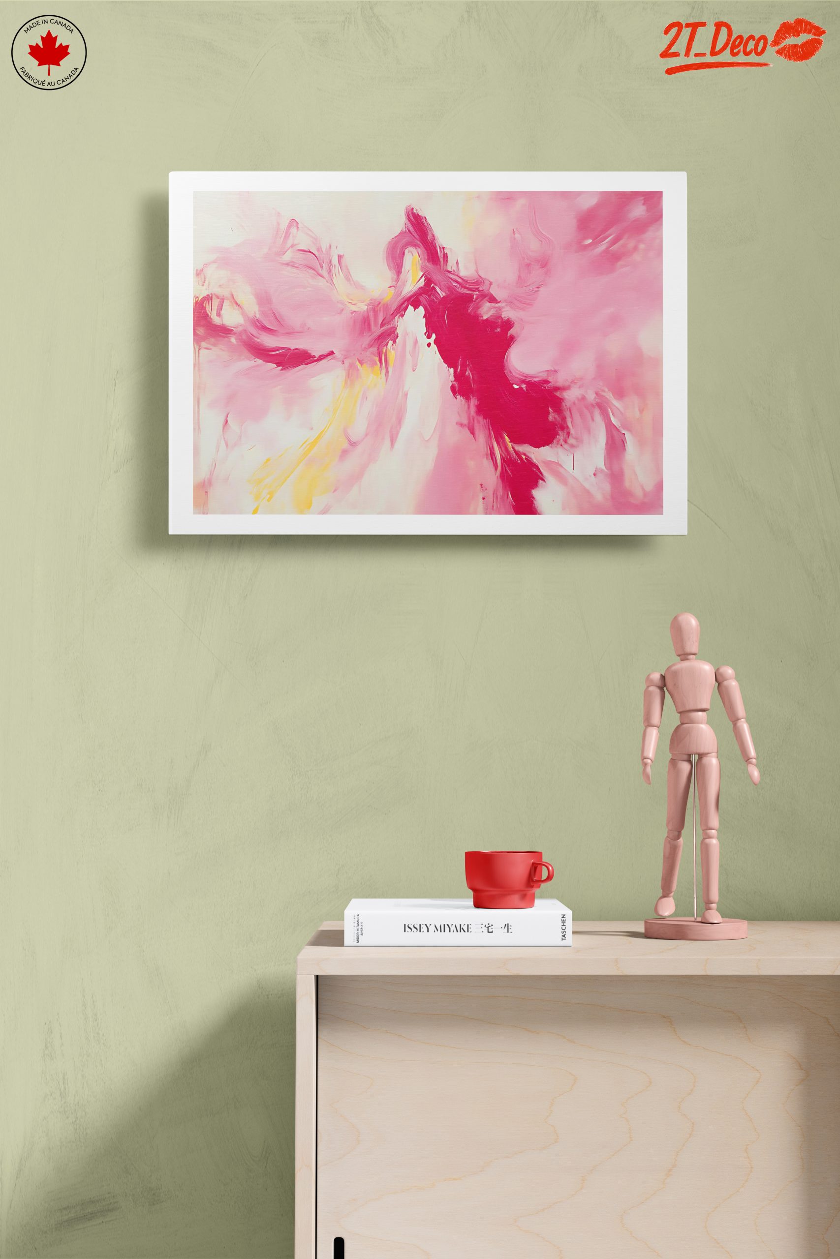 Vibrant Abstract Artwork with Pink and Yellow - Image 14