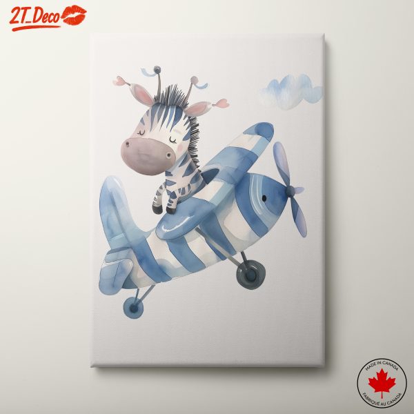 Whimsical Zebra Character in a Plane