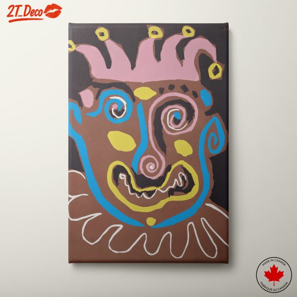 Colorful Clown Portrait with Bold Patterns
