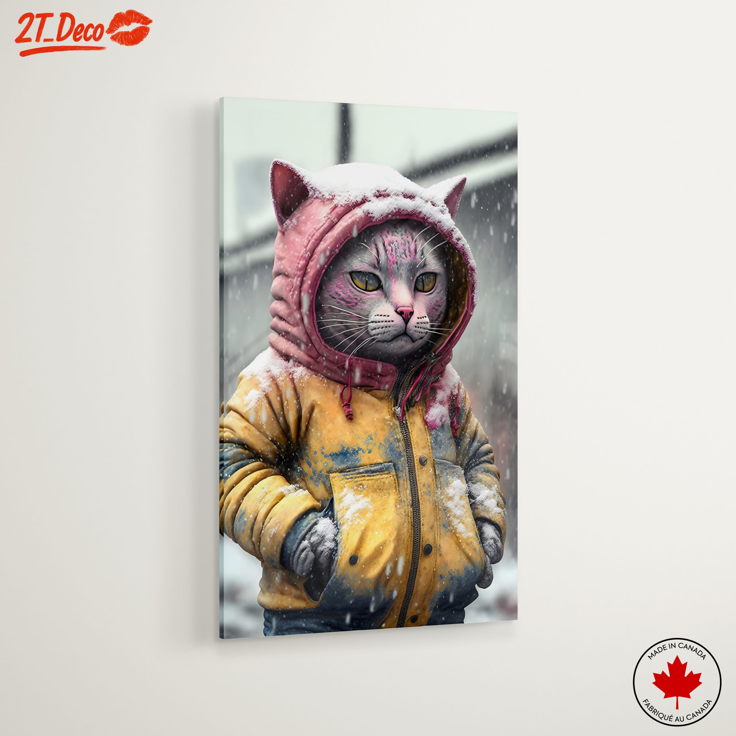 Playful Cat in Winter Hoodie Art - Image 6