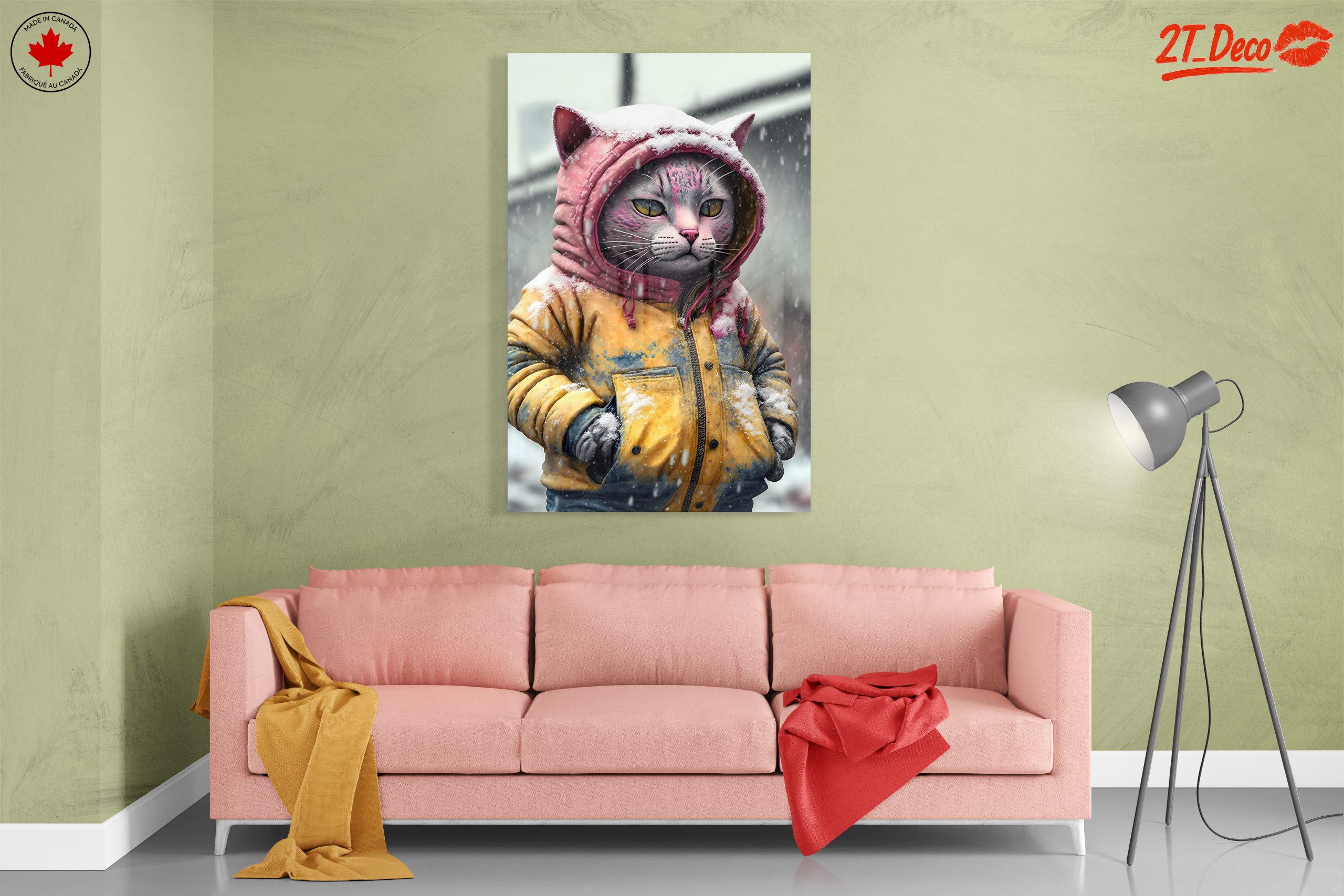 Playful Cat in Winter Hoodie Art - Image 7