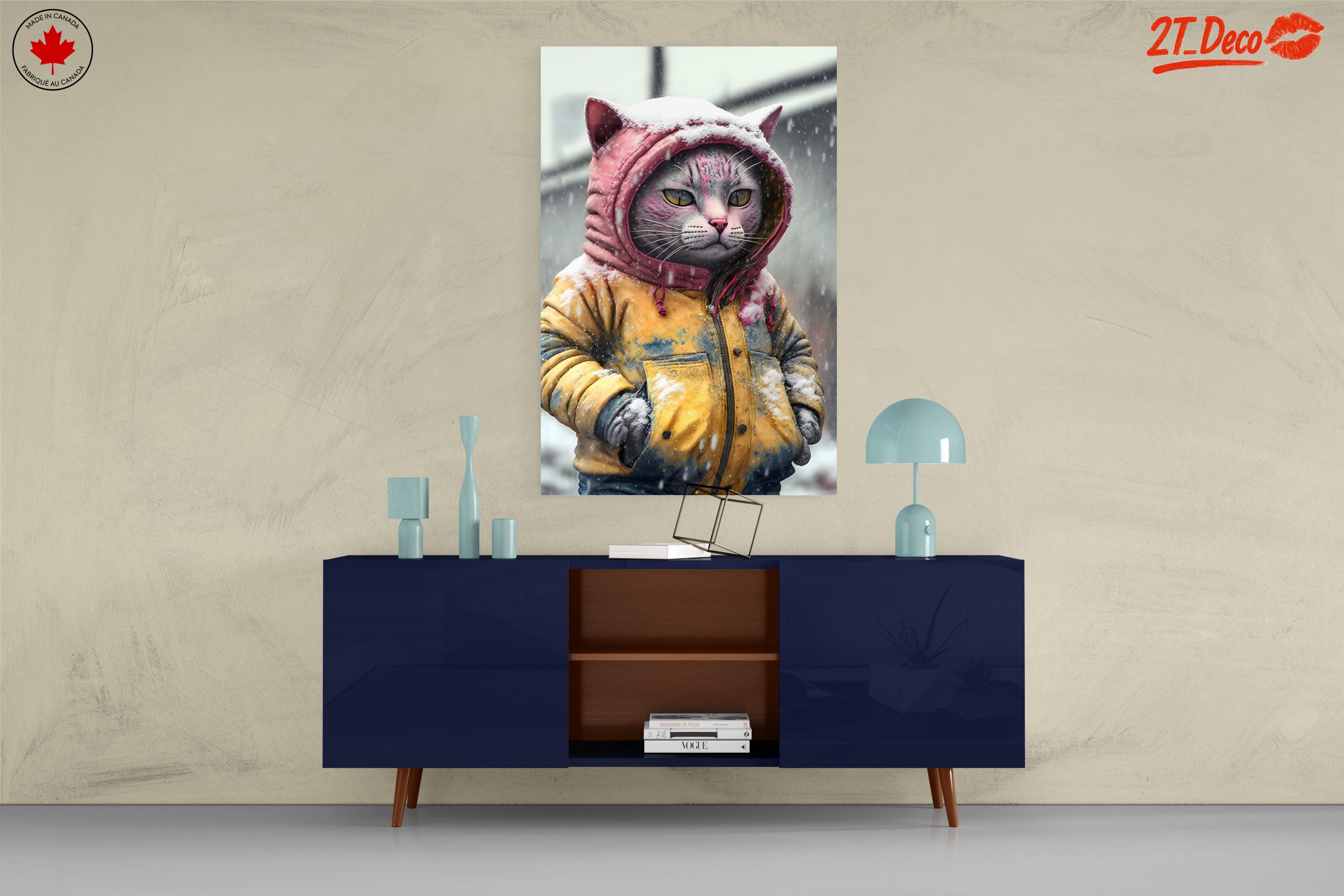 Playful Cat in Winter Hoodie Art - Image 8