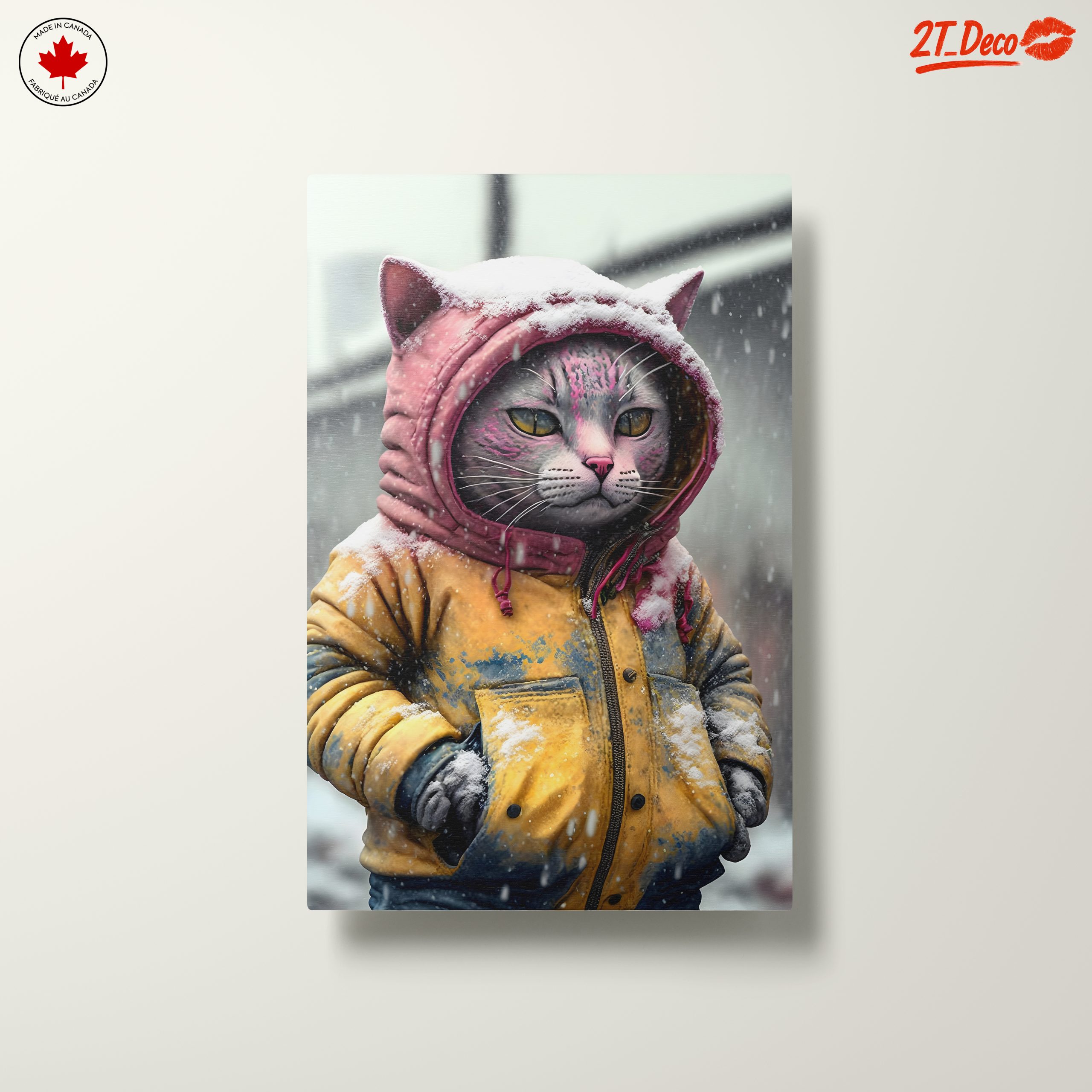 Playful Cat in Winter Hoodie Art - Image 10