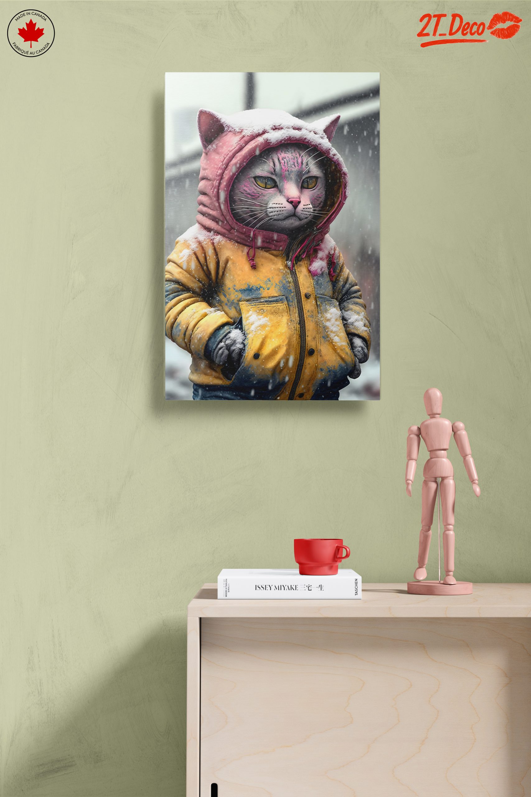 Playful Cat in Winter Hoodie Art - Image 14