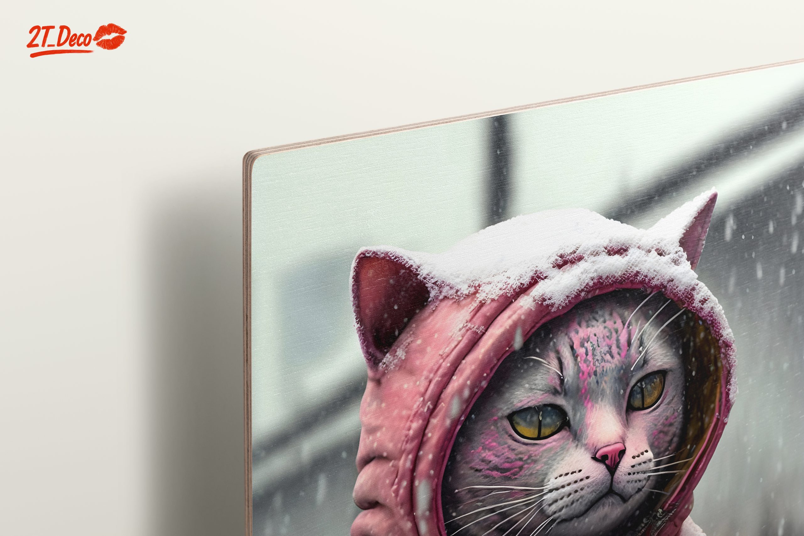 Playful Cat in Winter Hoodie Art - Image 15