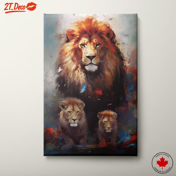 Majestic Lion Family in Artistic Style