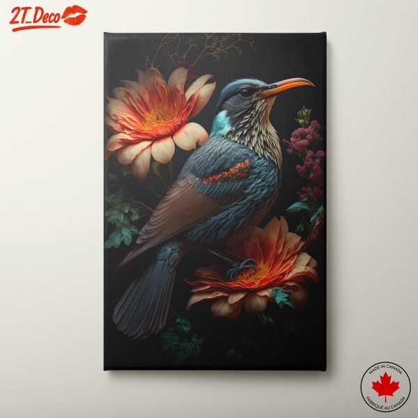 Colorful Bird Surrounded by Flowers