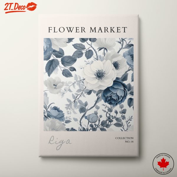 Elegant Blue and White Floral Art