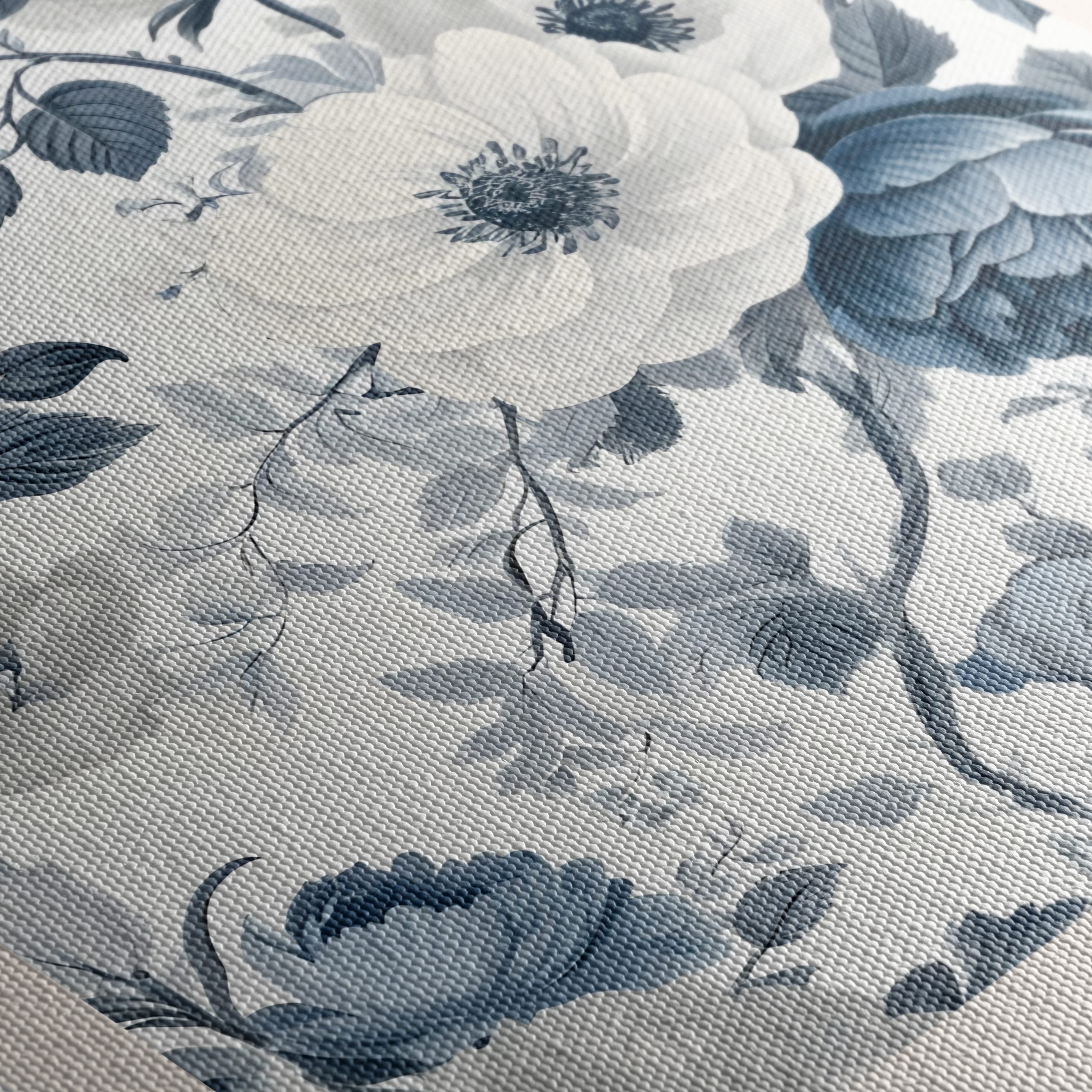 Elegant Blue and White Floral Art - Image 5