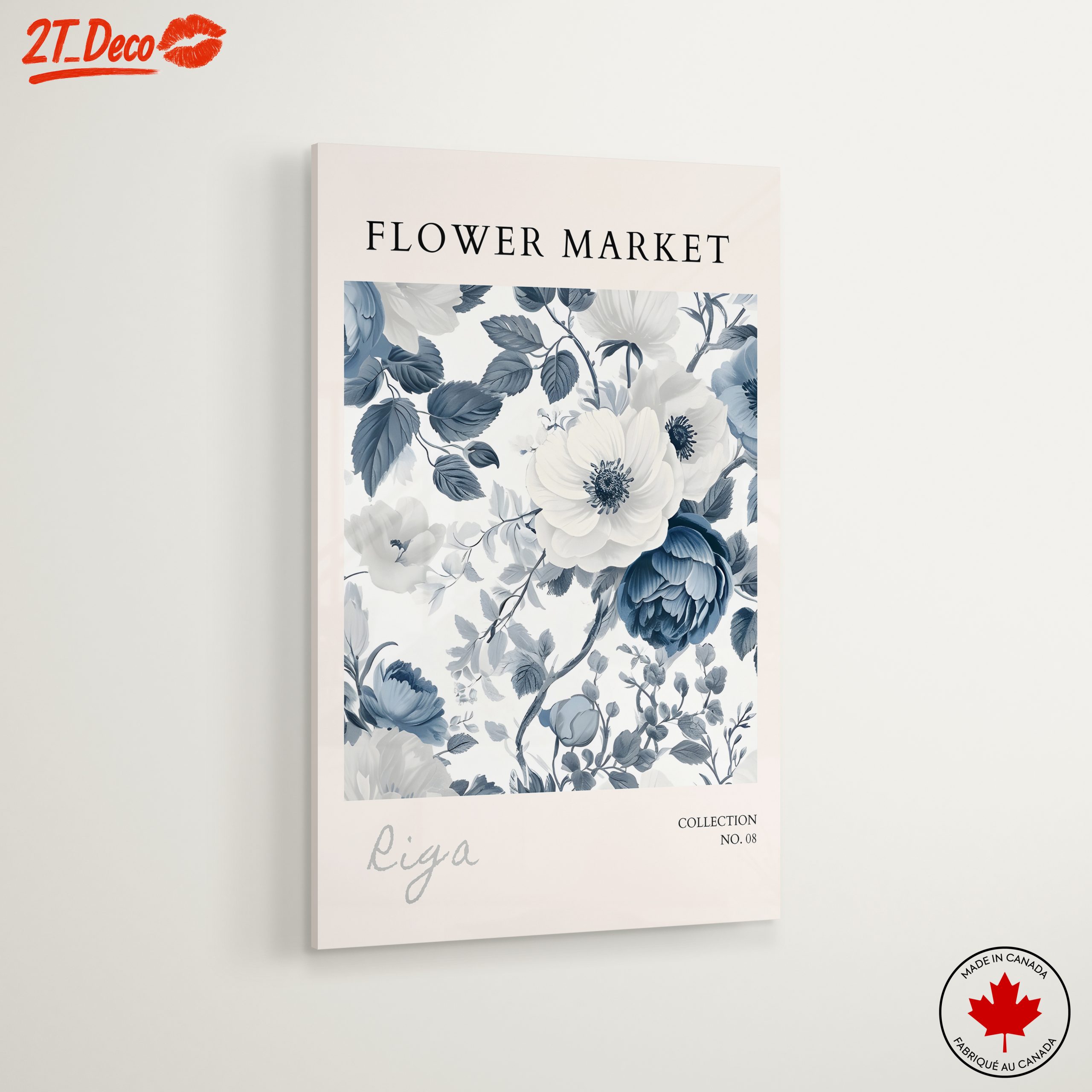 Elegant Blue and White Floral Art - Image 6