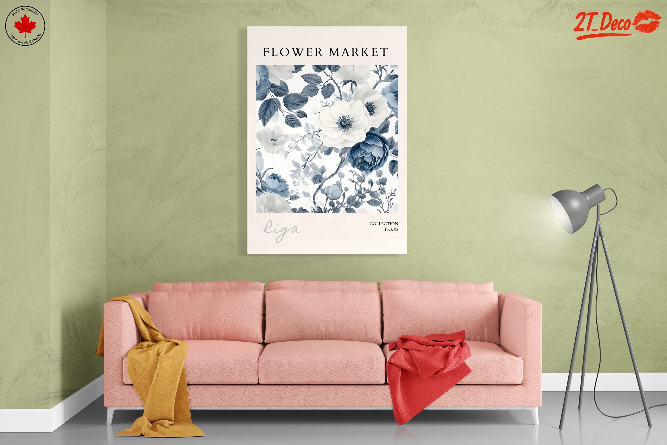 Elegant Blue and White Floral Art - Image 7