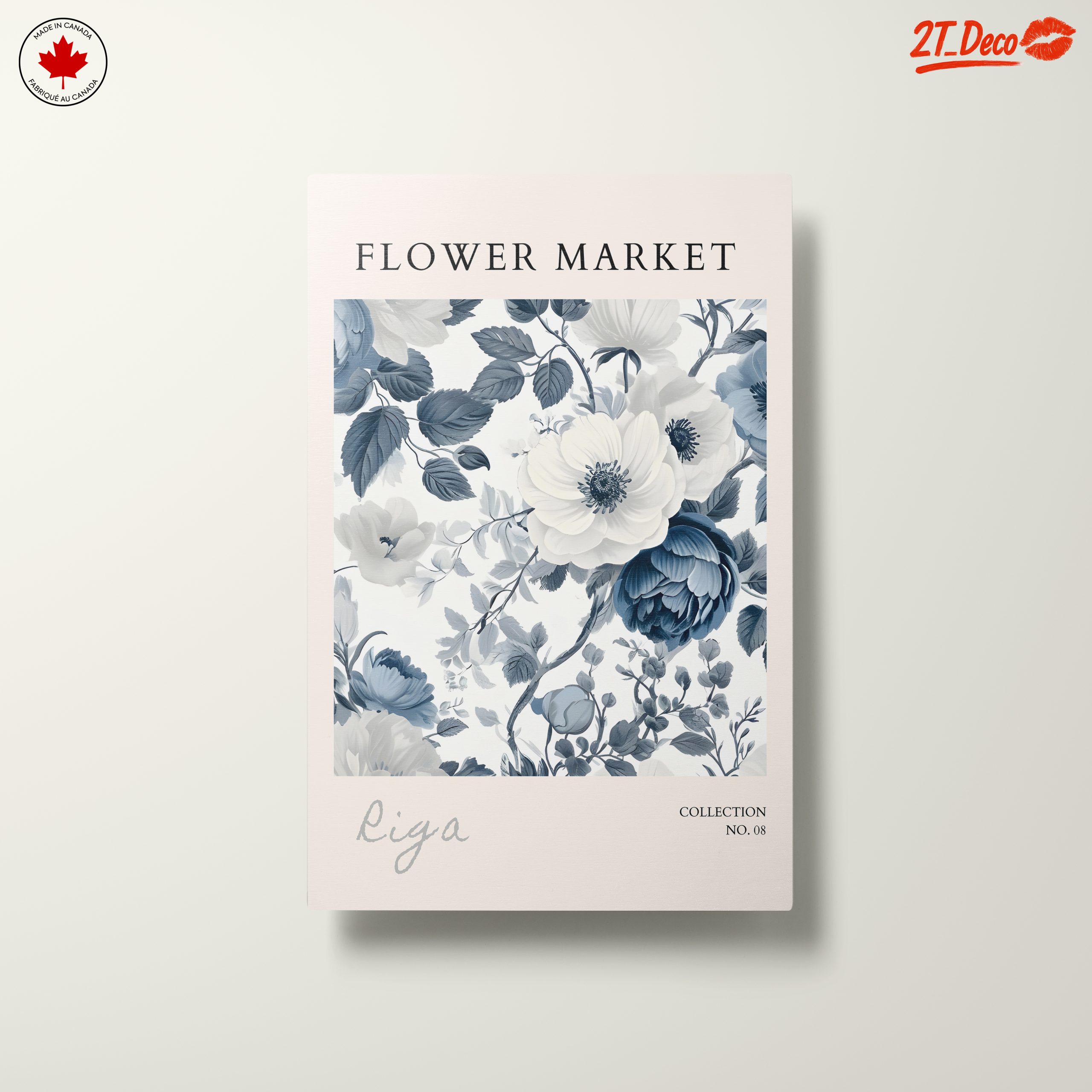 Elegant Blue and White Floral Art - Image 10