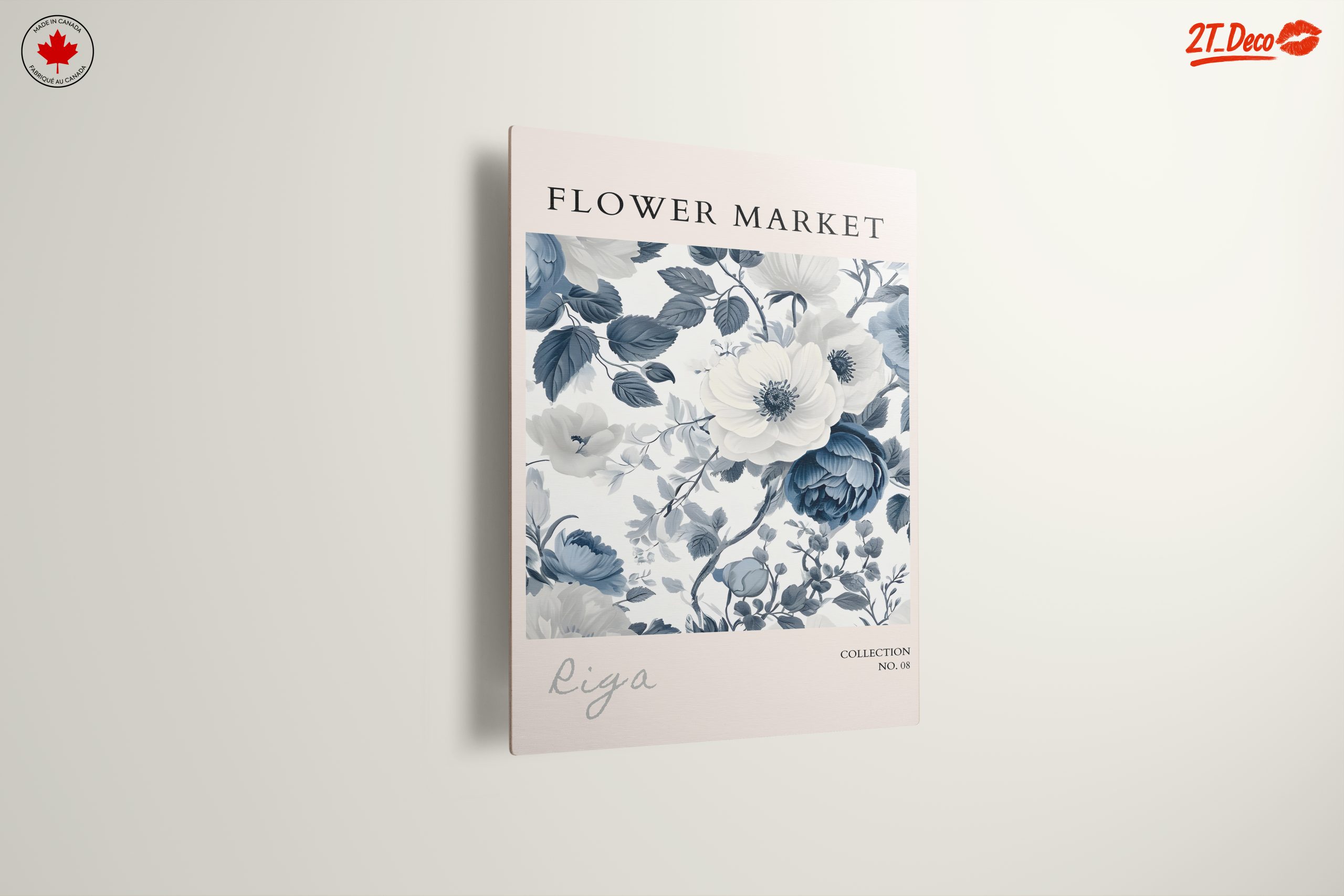 Elegant Blue and White Floral Art - Image 13