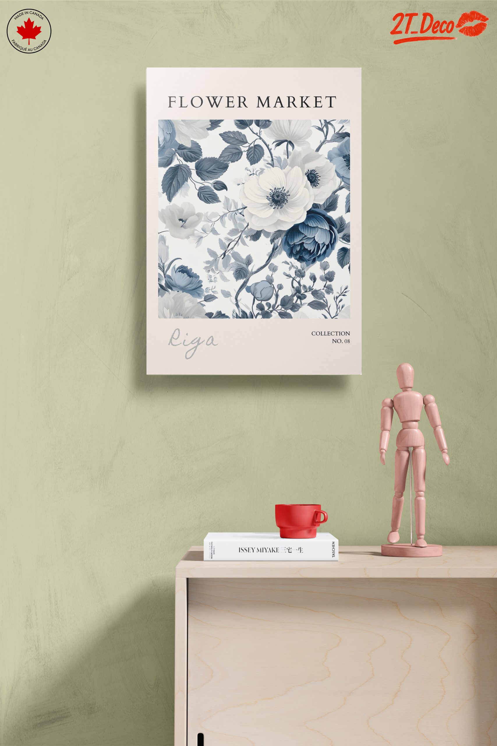 Elegant Blue and White Floral Art - Image 14