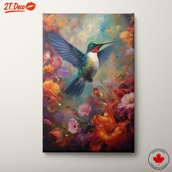 Vibrant Hummingbird Among Flowers 2