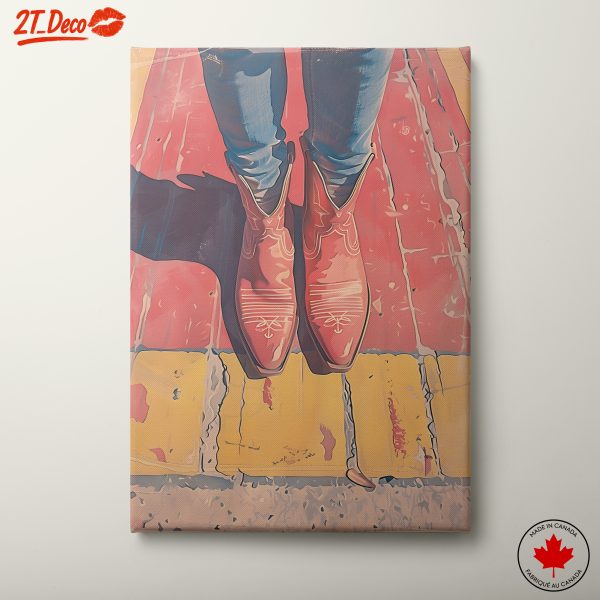 Stylized Cowboy Boots on Colorful Background