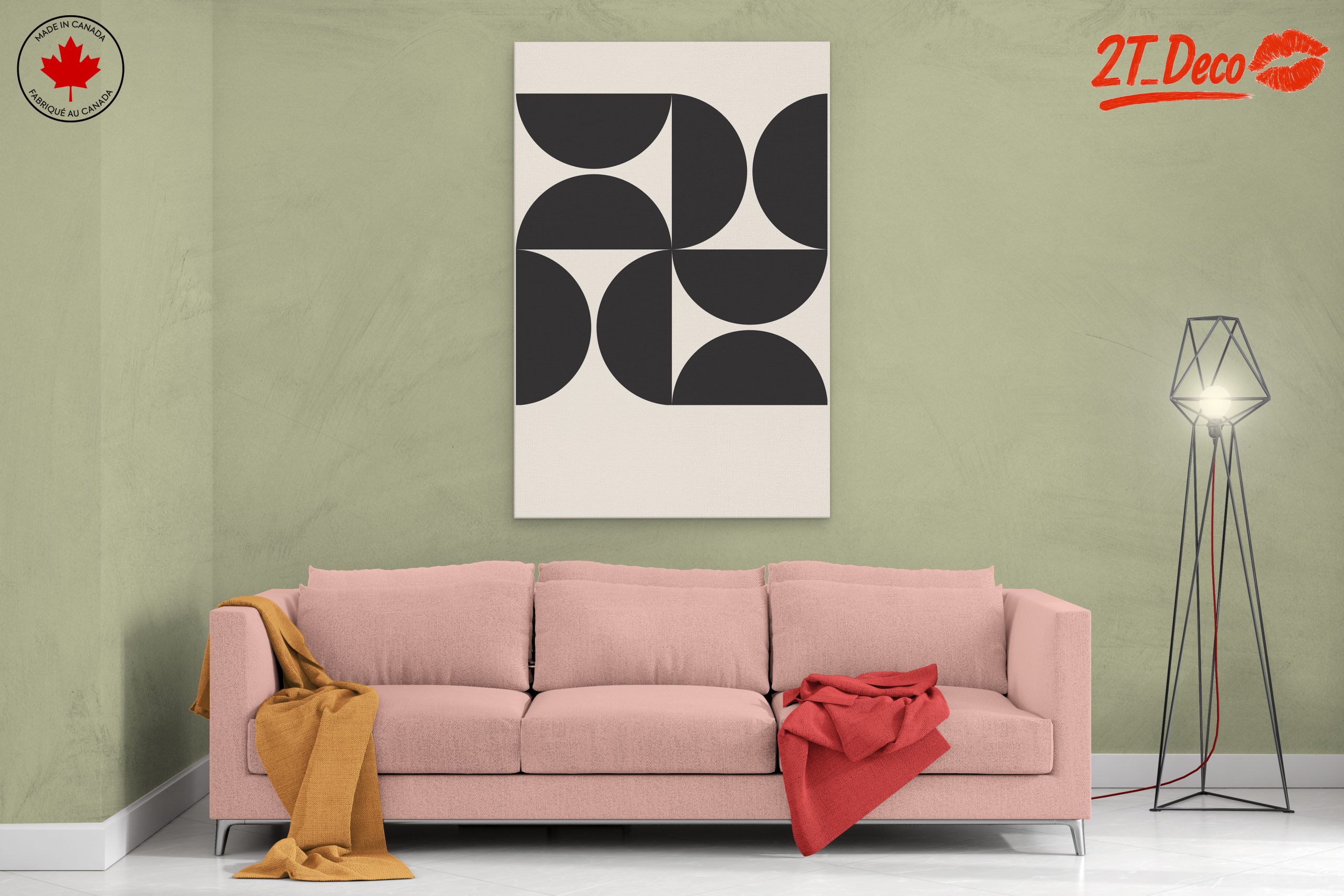 Geometric Abstract Black Shapes on Cream Background - Image 2