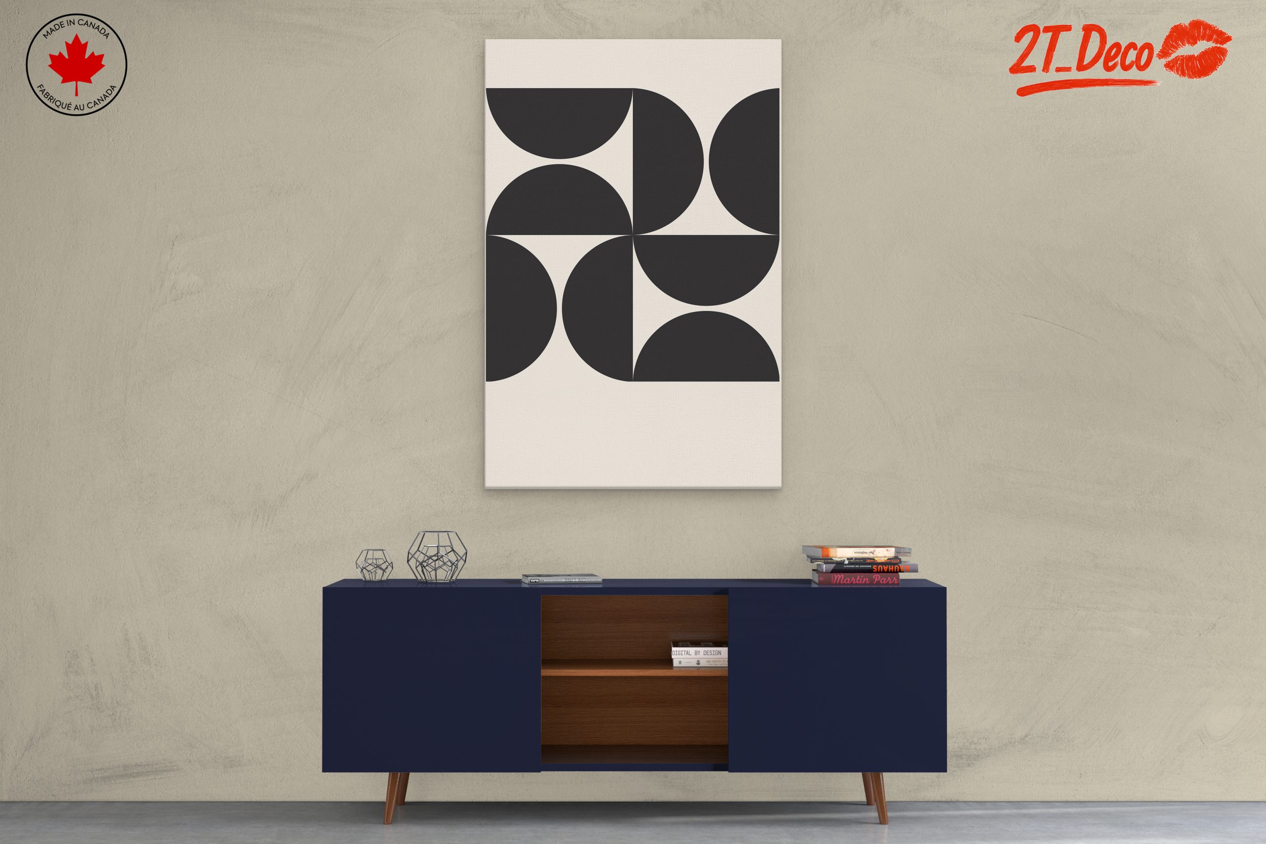 Geometric Abstract Black Shapes on Cream Background - Image 3