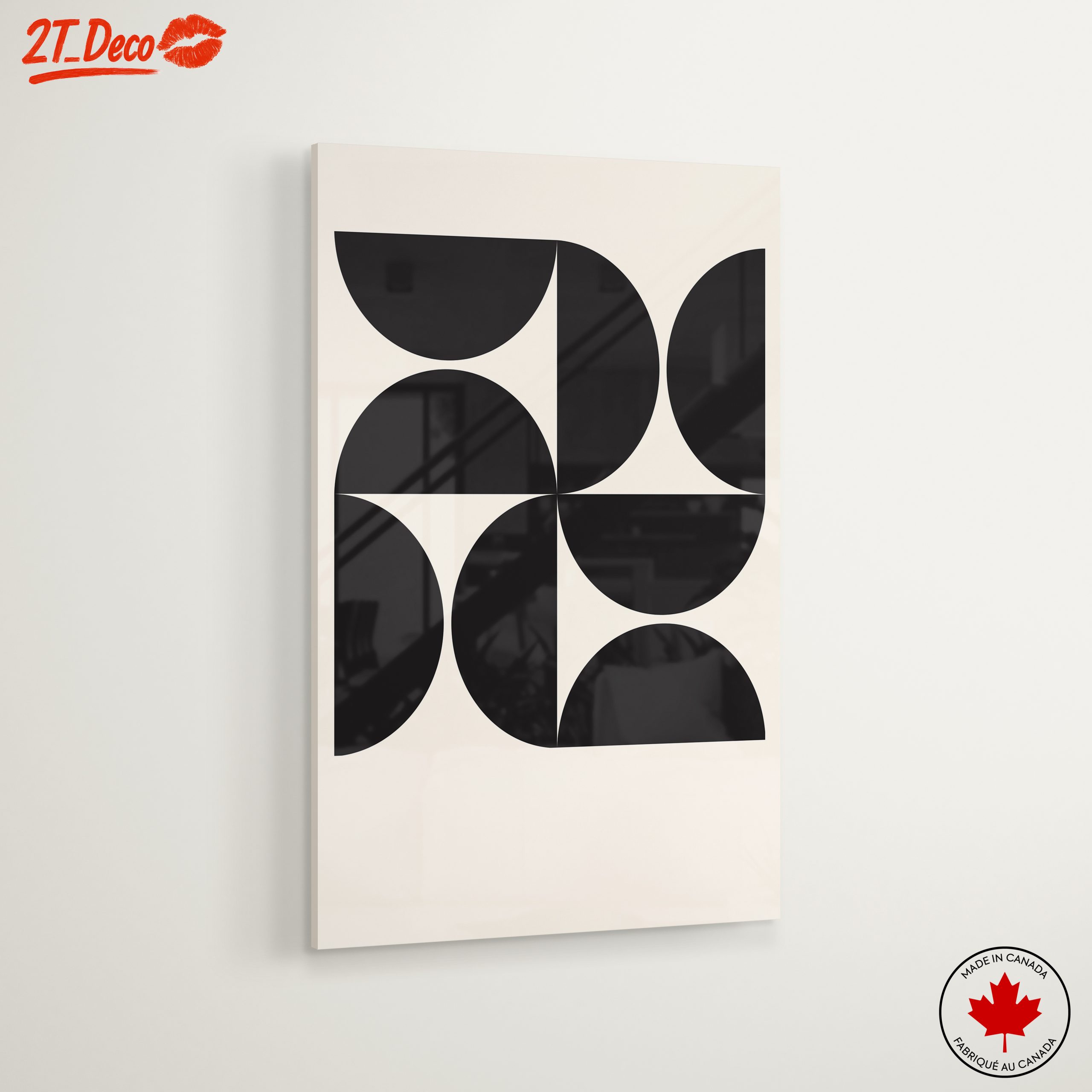 Geometric Abstract Black Shapes on Cream Background - Image 6