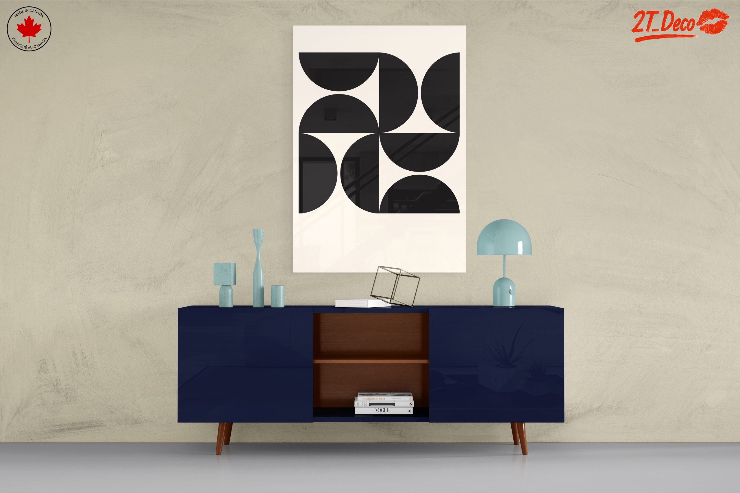 Geometric Abstract Black Shapes on Cream Background - Image 8