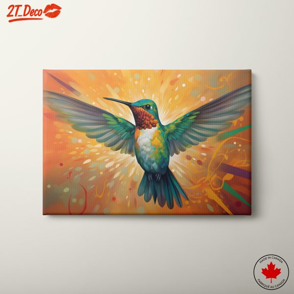 Vibrant Hummingbird Art with Colorful Background