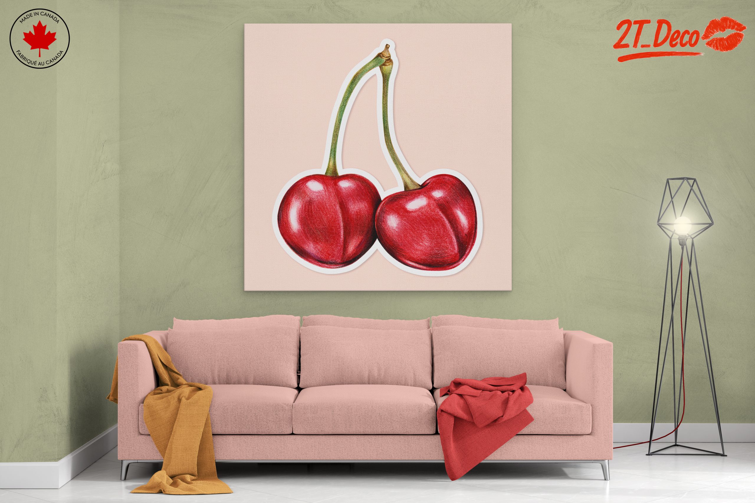 Stylized Cherries Abstract Art - Image 2