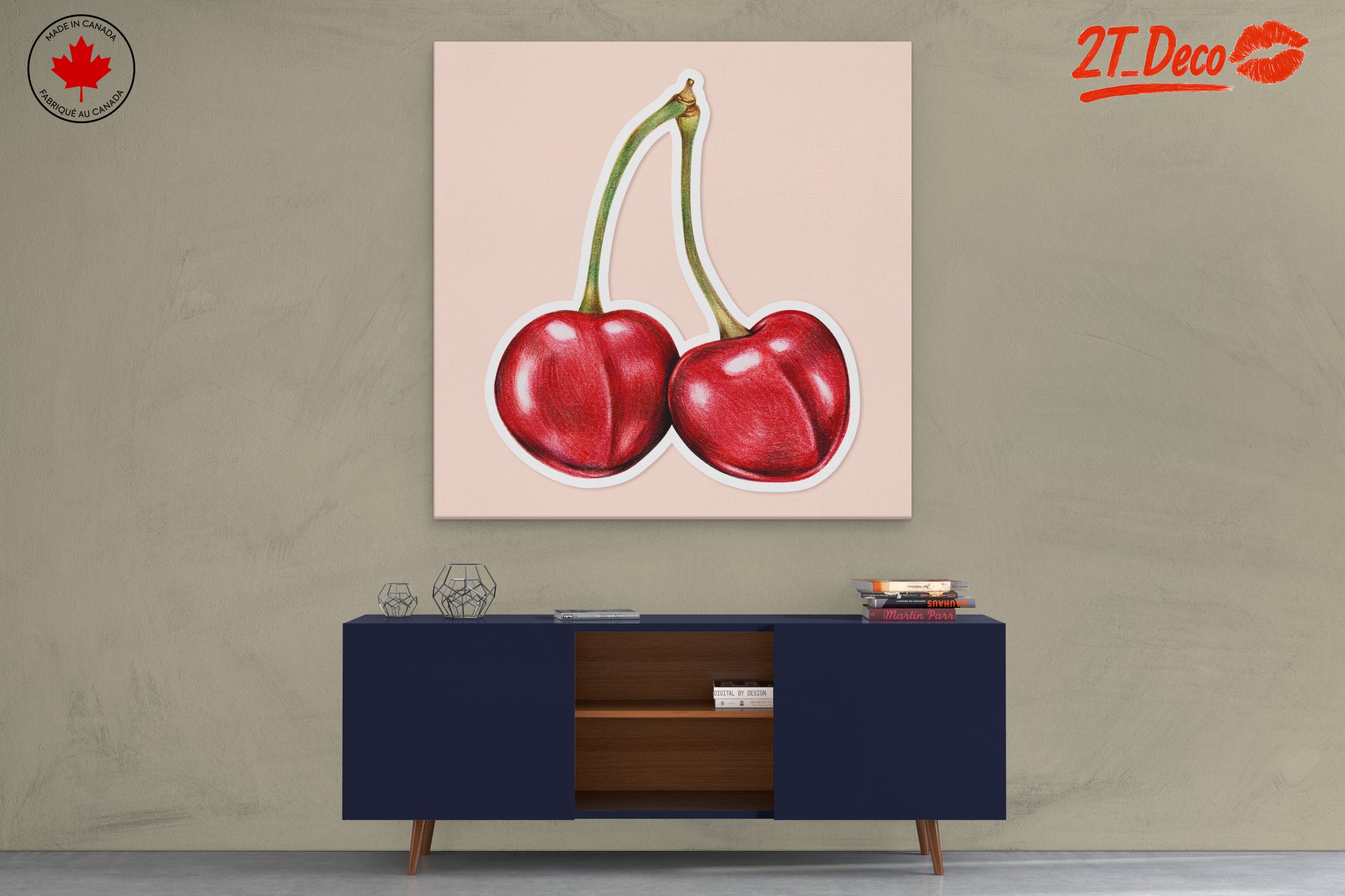 Stylized Cherries Abstract Art - Image 3