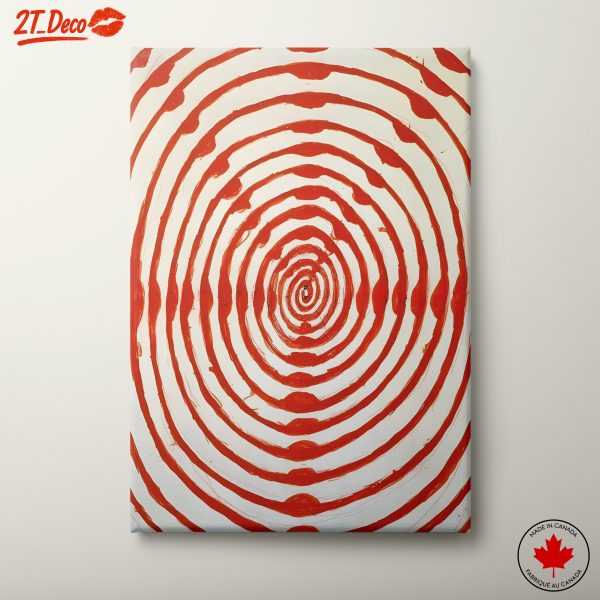 Red Concentric Circle Abstract Art