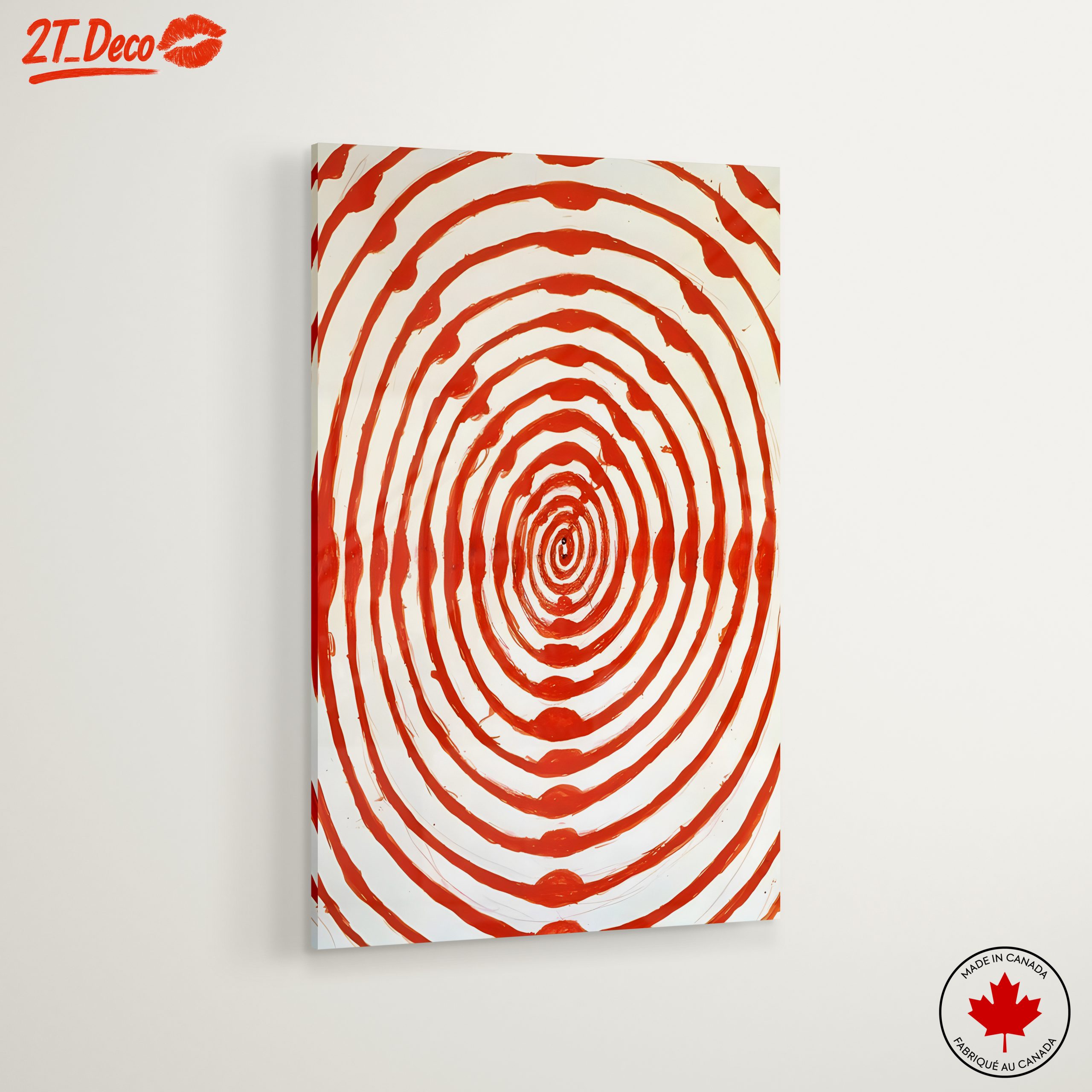 Red Concentric Circle Abstract Art - Image 6