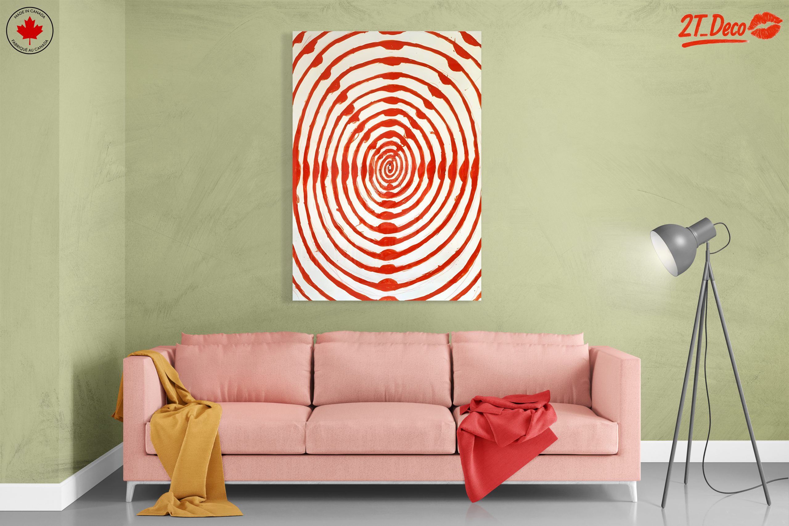 Red Concentric Circle Abstract Art - Image 7